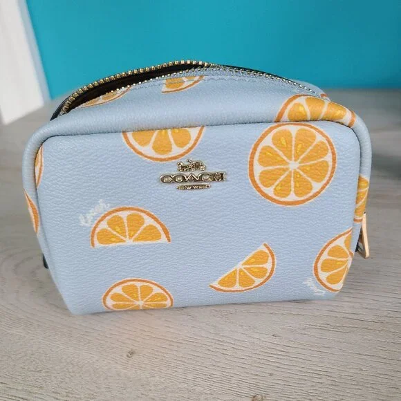 Coach | Bags | Coach Mini Boxy Cosmetic Case With Orange Print